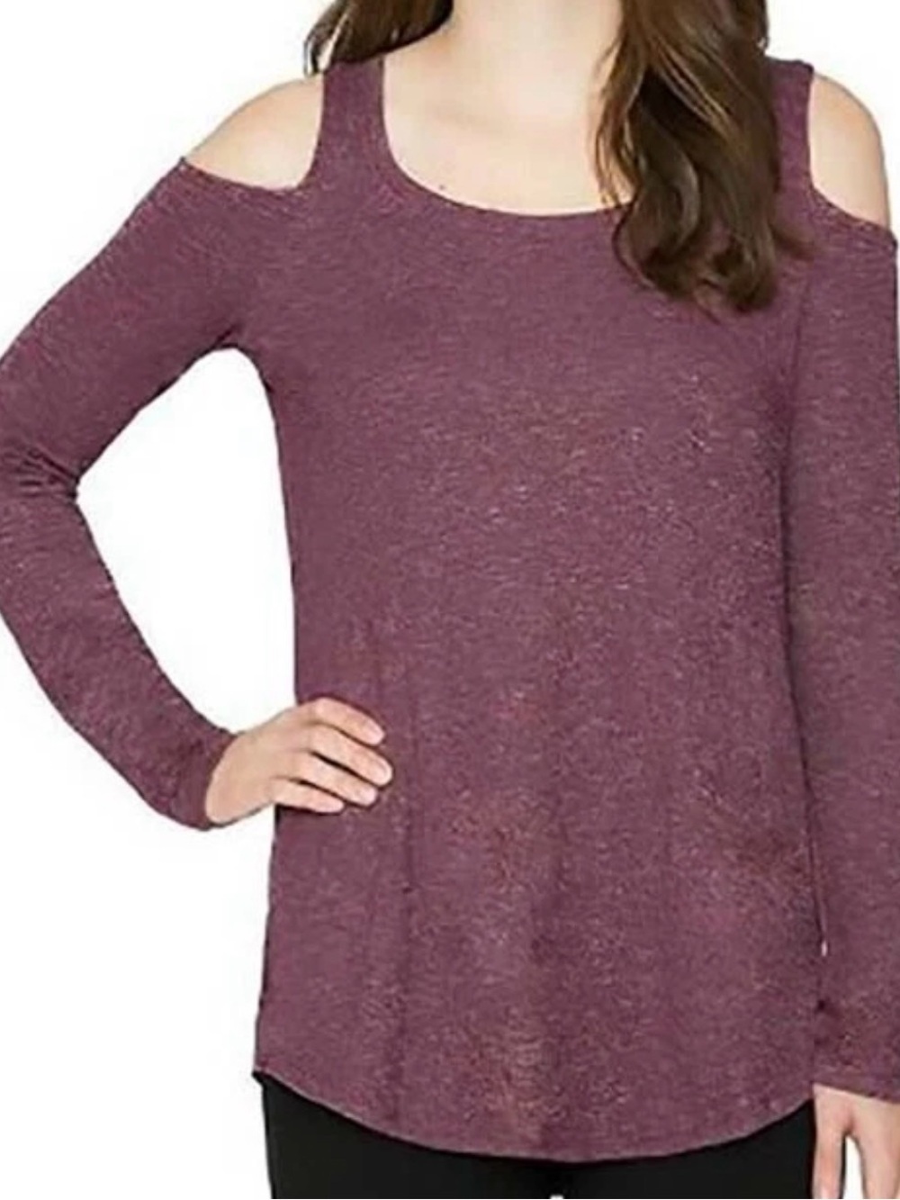 INC International Concepts Burgundy cold shoulder Knit Top